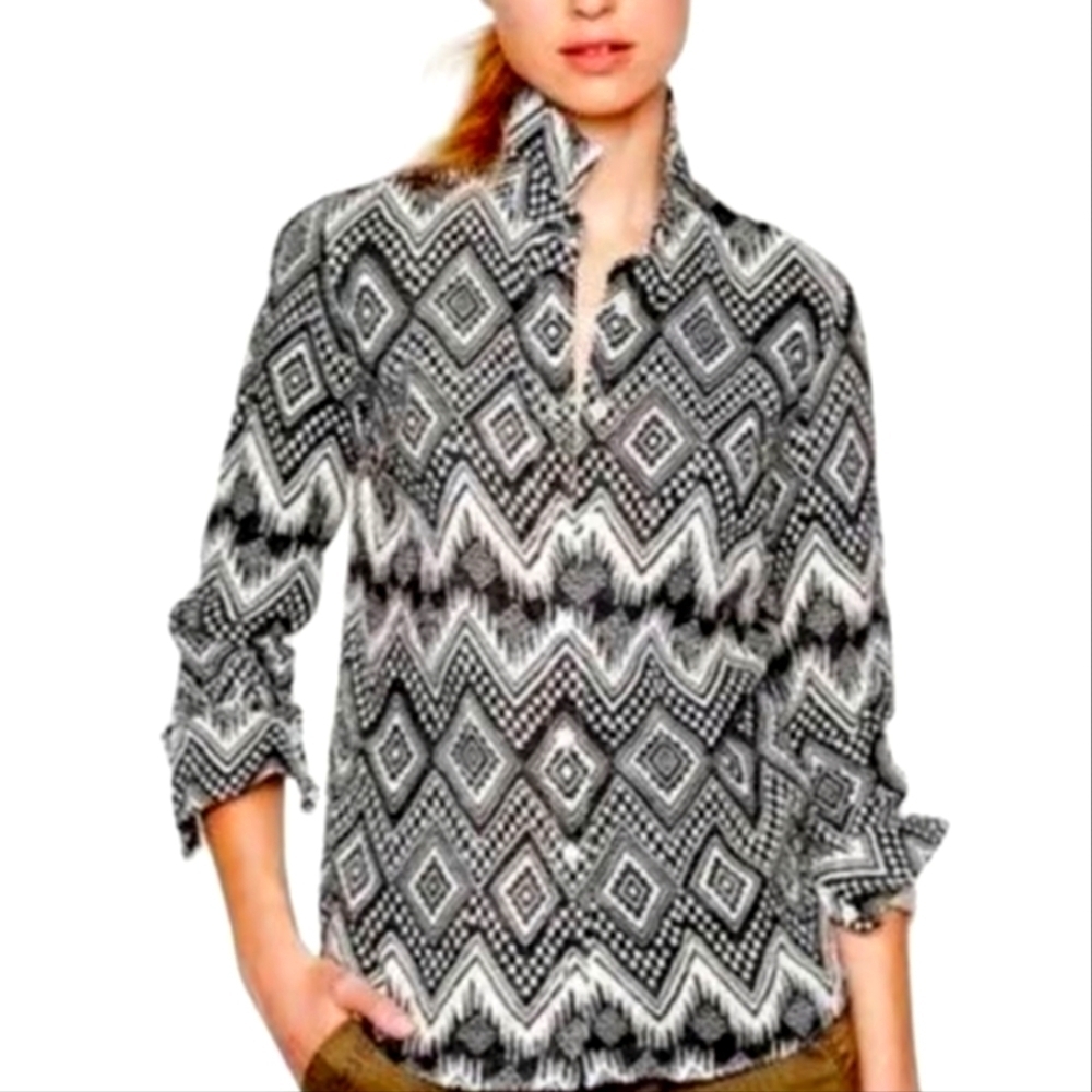 J. Crew Ikat Boy Linen Button-Down Top 12